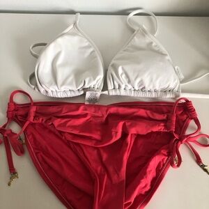 ABS White and Coral Bikini Set